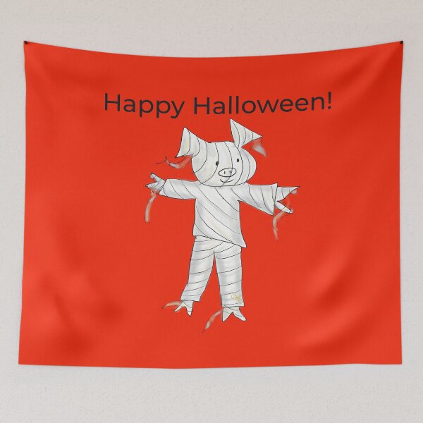 Item preview, Orange Happy Halloween mummy.  Cute pig in fancy dress. Halloween designed and sold by PiggingJapan.