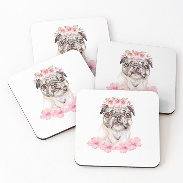 Item preview, Floral Pug. Pug and Pink Roses. Floral Dog. designed and sold by Doggymadness.