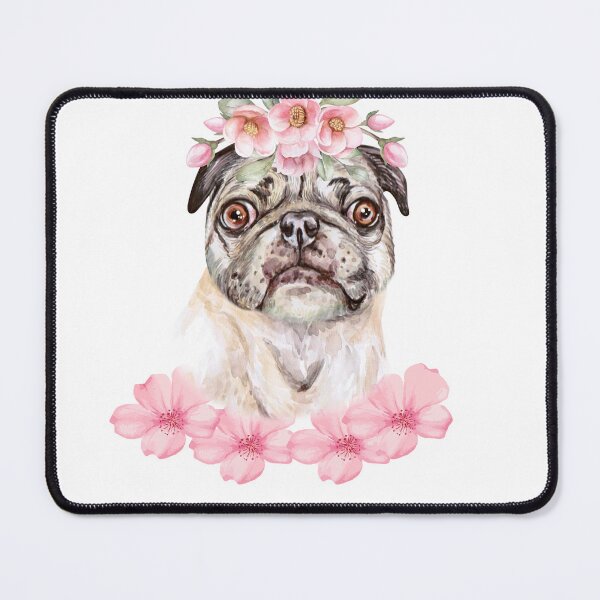 Item preview, Floral Pug. Pug and Pink Roses. Floral Dog. designed and sold by Doggymadness.