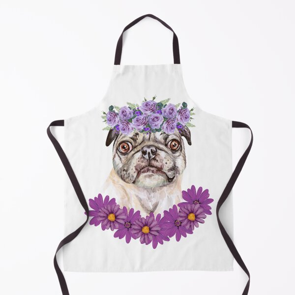 Item preview, Purple floral pug. pug and purple roses. Floral pug. Floral Dog designed and sold by Doggymadness.