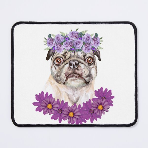 Item preview, Purple floral pug. pug and purple roses. Floral pug. Floral Dog designed and sold by Doggymadness.