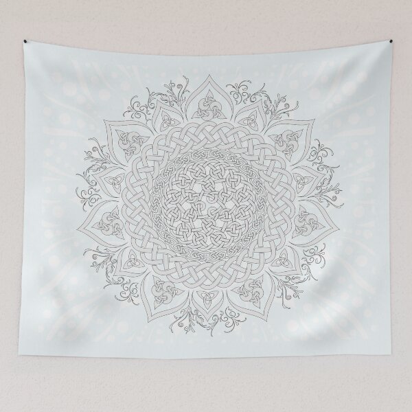 Item preview, Grey Celtic Knot Dotted Lotus Mandala designed and sold by kernowerno.