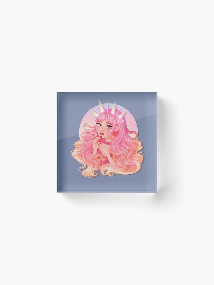 Alternate view of Pink hair Acrylic Block