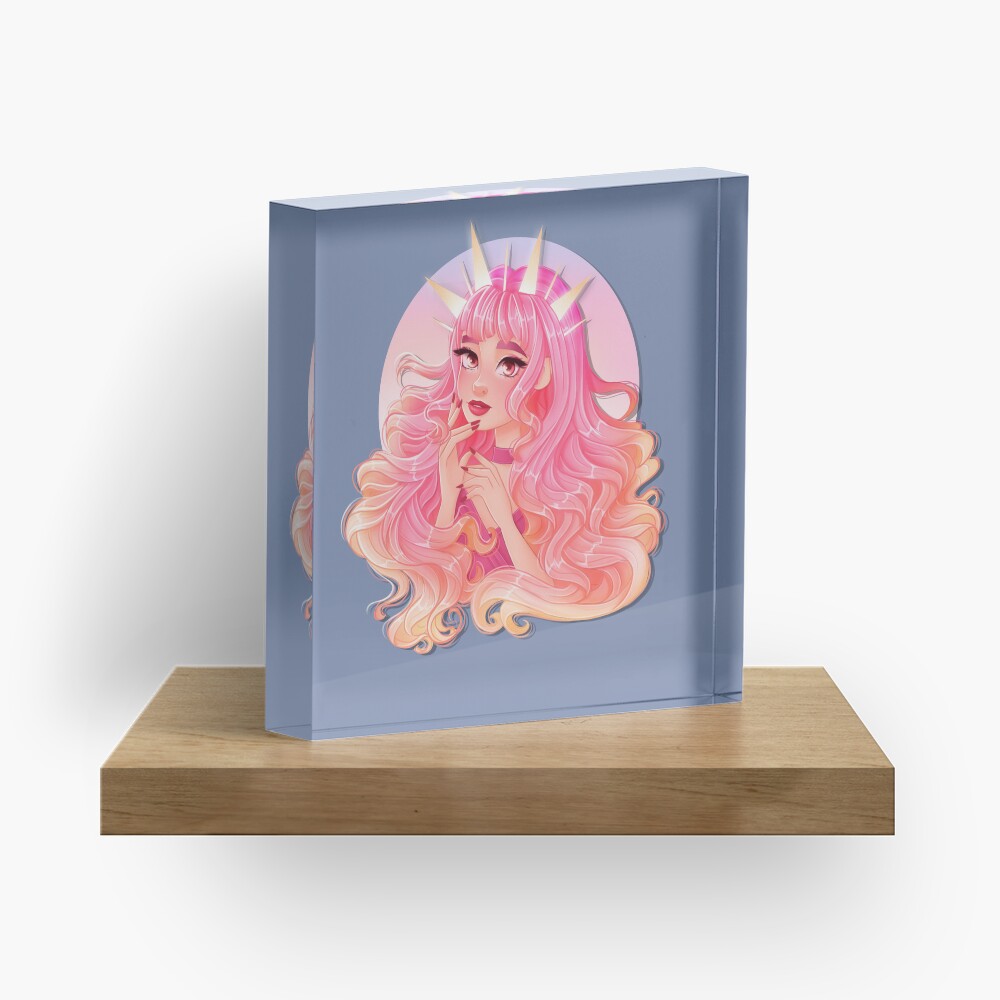 Pink hair Acrylic Block