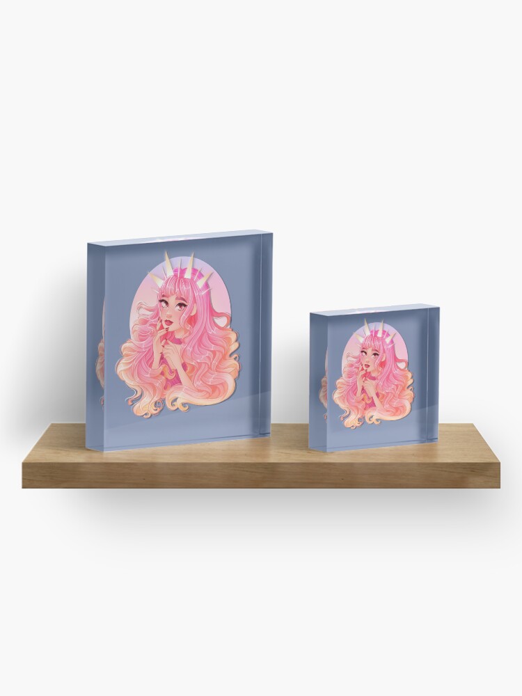 Alternate view of Pink hair Acrylic Block