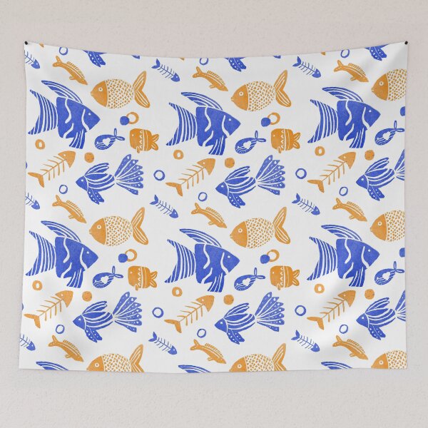 Item preview, Blue and yellow tropical fishes designed and sold by Home Cyn Home.