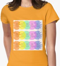 cats cartoon graphic color Women's Fitted T-Shirt