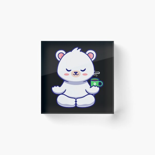 Item preview, Milk and Mocha Bears  Milk meditating and holding a cup of coffee    designed and sold by ImmortalWood.
