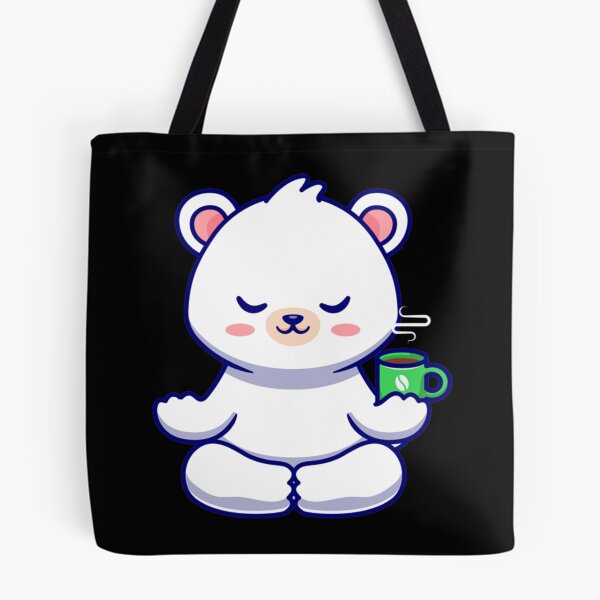 Item preview, Milk and Mocha Bears  Milk meditating and holding a cup of coffee    designed and sold by ImmortalWood.