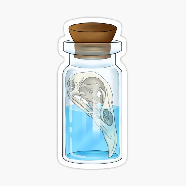 Bird Skull in Glass Bottle Sticker