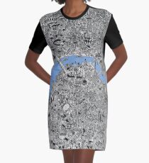 London Map Drawing Graphic T-Shirt Dress