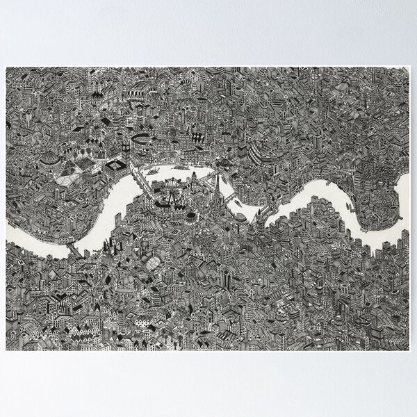 Item preview, London map print drawing hand designed and sold by oliver polanski.
