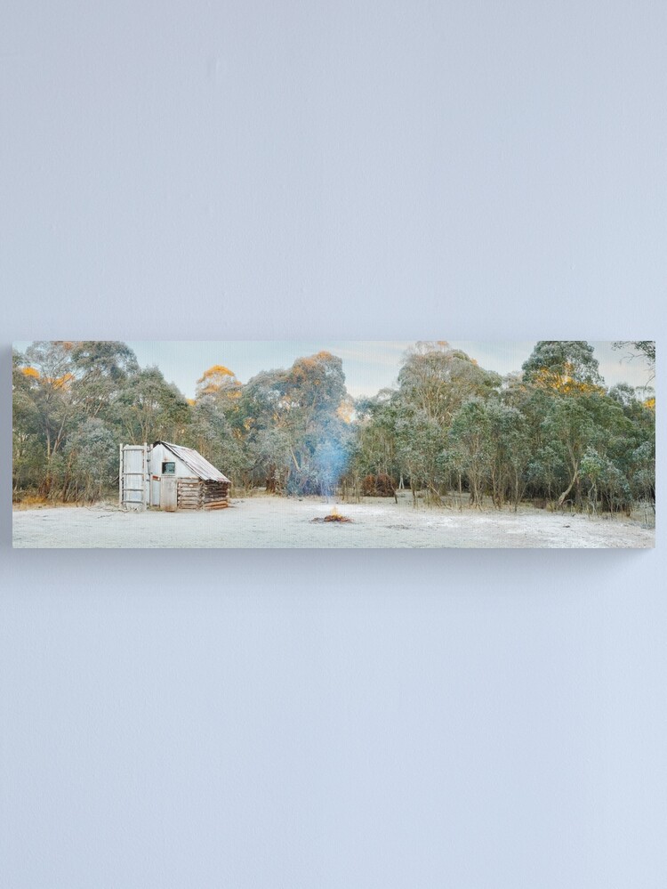 Thumbnail 2 of 3, Canvas Print, Frosty Moroka Hut, Alpine National Park, Victoria, Australia designed and sold by Michael Boniwell.