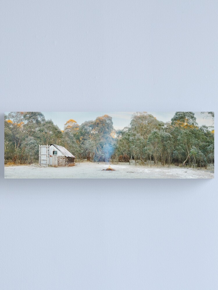 Thumbnail 2 of 3, Canvas Print, Frosty Moroka Hut, Alpine National Park, Victoria, Australia designed and sold by Michael Boniwell.