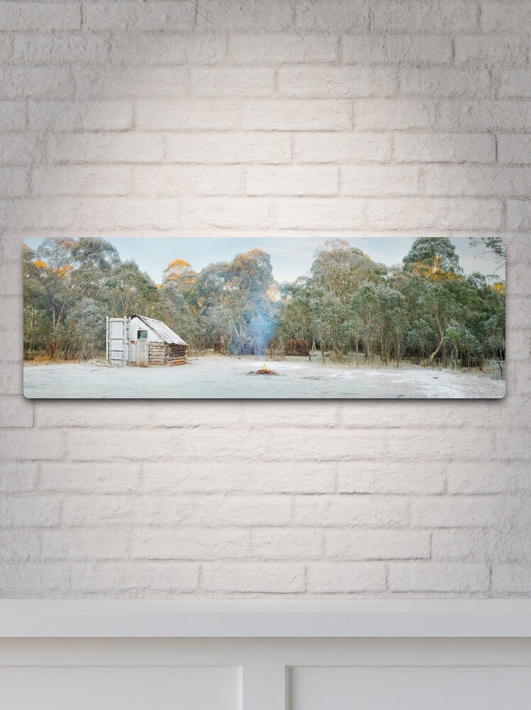 Thumbnail 2 of 4, Metal Print, Frosty Moroka Hut, Alpine National Park, Victoria, Australia designed and sold by Michael Boniwell.