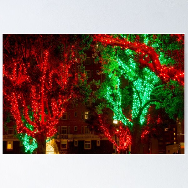 Red and Green Tree Lights Poster