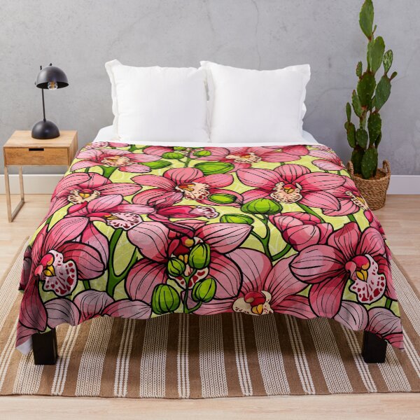 Item preview, Pink orchids, seamless vector pattern. hand drawn illustration designed and sold by babanovaesha.