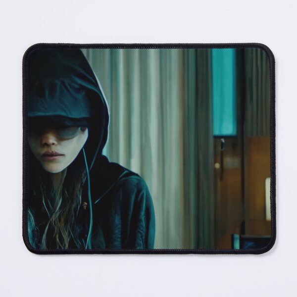 Item preview, Young Mysterious Woman Stand Behind Computer Alone designed and sold by FiniteRoyal.