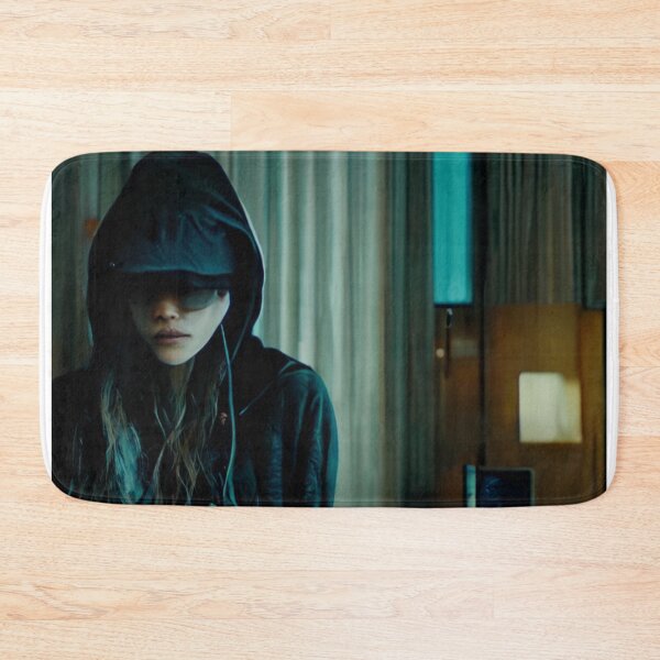 Item preview, Young Mysterious Woman Stand Behind Computer Alone designed and sold by FiniteRoyal.