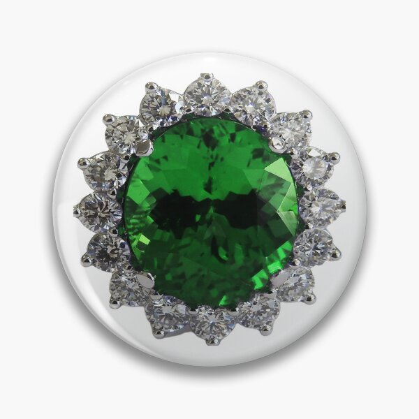 Item preview, Green Diana Ring Emerald with Diamonds pattern designed and sold by DigitalGemArt.