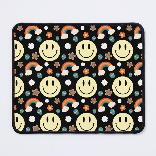 Item preview, Retro Smiley Rainbows and Flowers. Retro Aesthetic pattern. Retro vintage. designed and sold by MamaNeeaDesigns.