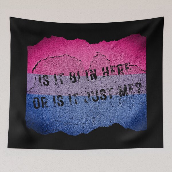 Item preview, Is It Bi In Here Or Is It Just Me Wall With The Bisexual Colors In Black designed and sold by LuckyKermit.