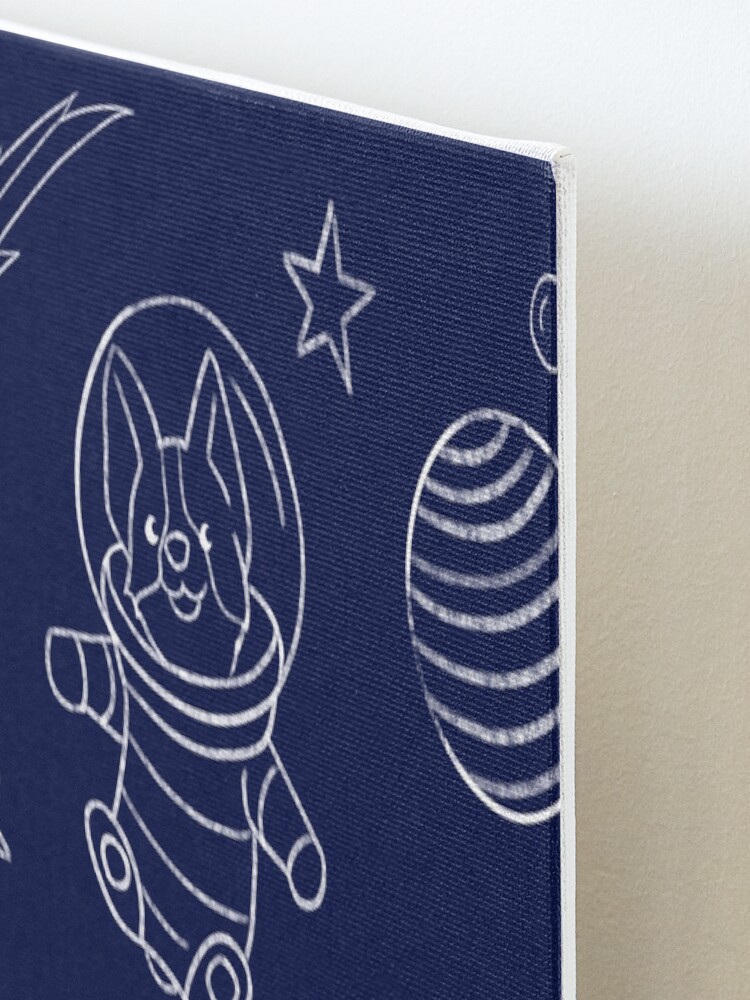 Alternate view of Corgi Astronaut in space blue Mounted Print