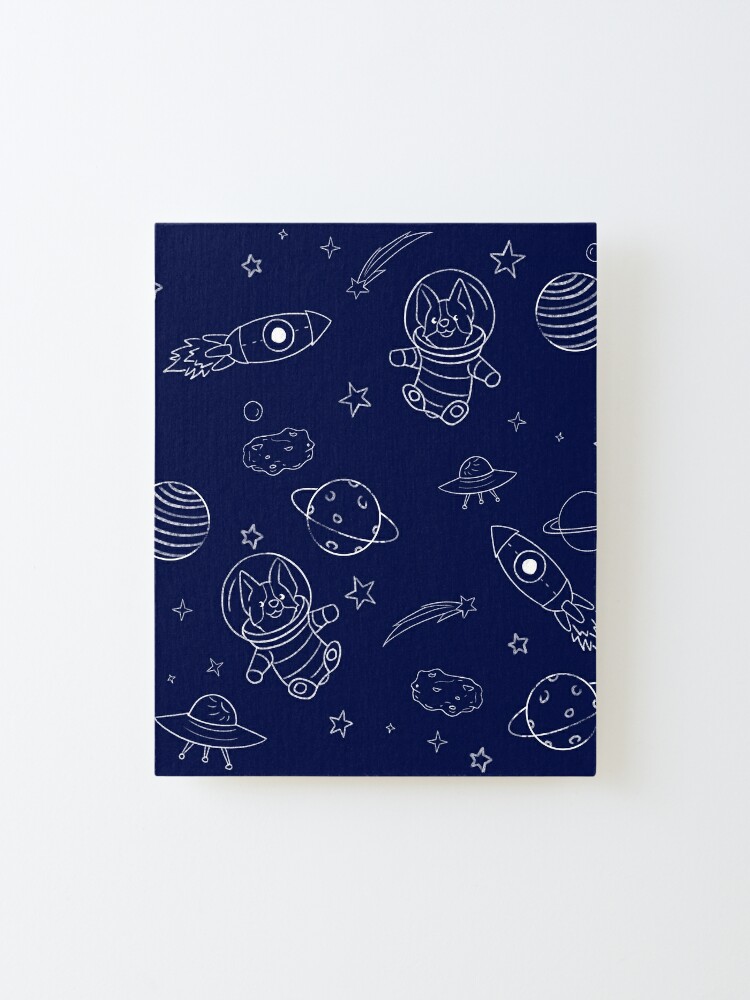 Alternate view of Corgi Astronaut in space blue Mounted Print