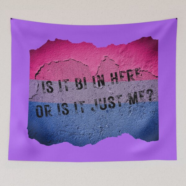 Item preview, Is It Bi In Here Or Is It Just Me Wall With The Bisexual Colors In Purple designed and sold by LuckyKermit.