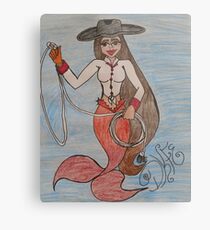 Cowgirl Mermaid Metal Print