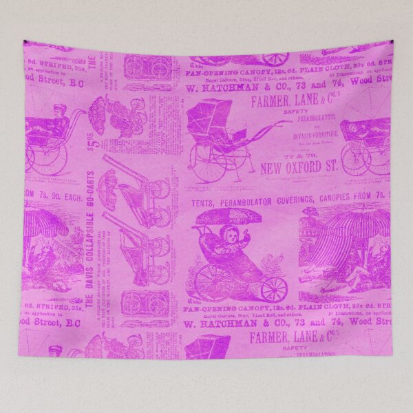 Item preview, Victorian Inspired Newsprint - Hot Pink designed and sold by TotallyRetroArt.