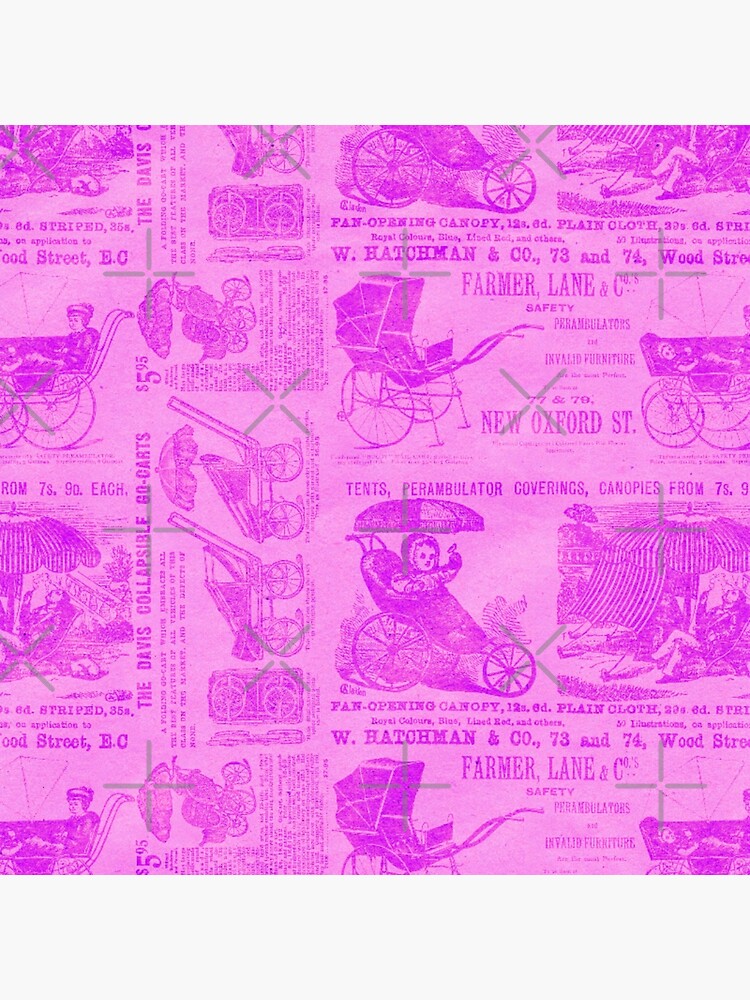 "Victorian Inspired Newsprint Hot Pink" Poster for Sale by
