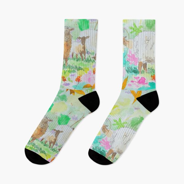 Item preview, Surreal sheep in sunny summer  garden watercolor painting designed and sold by MikeJory.