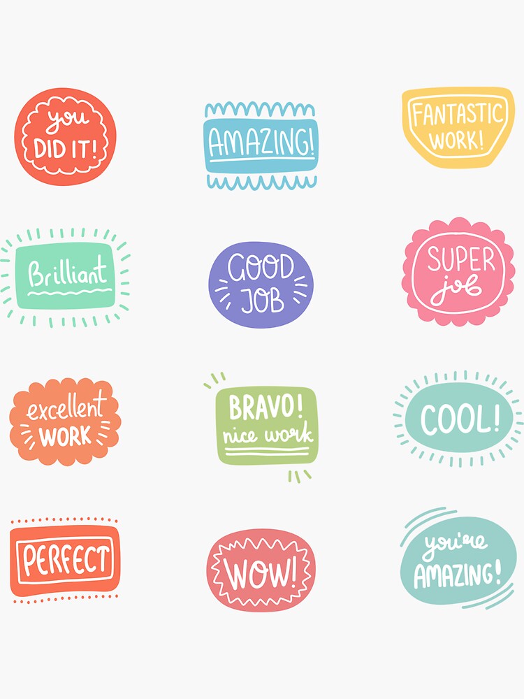 Good Job 12 piece set Sticker for Sale by raquelbecrafty