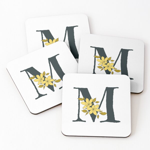 Item preview, Yellow floral M monogram designed and sold by Coffee Lifestyle.