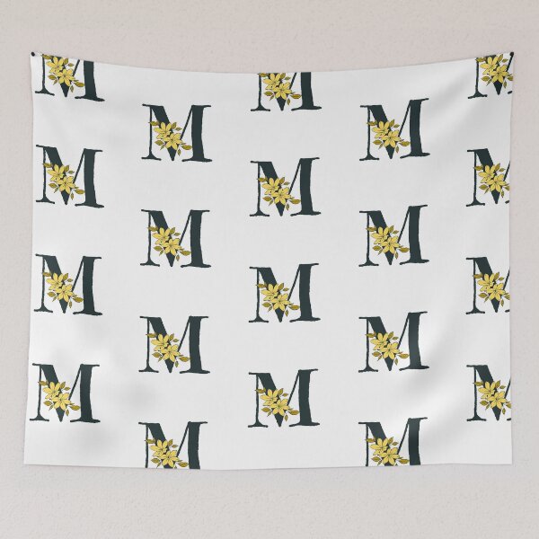 Item preview, Yellow floral M monogram designed and sold by Coffee Lifestyle.