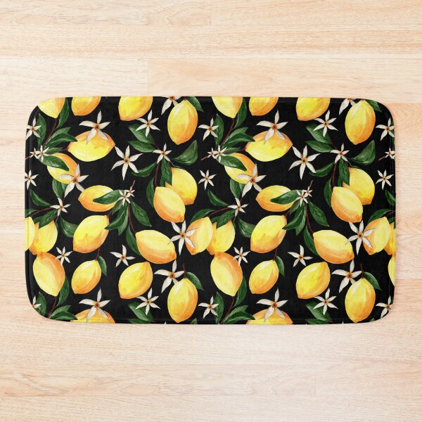 Item preview, Dark backround watercolor botanical lemon drawing seamless pattern designed and sold by pinkyfish1010.