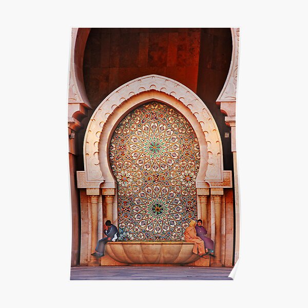 Fountain, Hassam II Mosque Casablanca Poster
