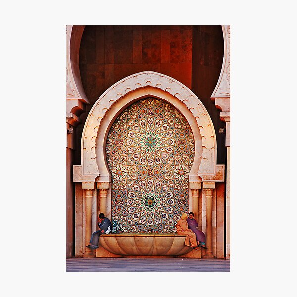 Fountain, Hassam II Mosque Casablanca Photographic Print
