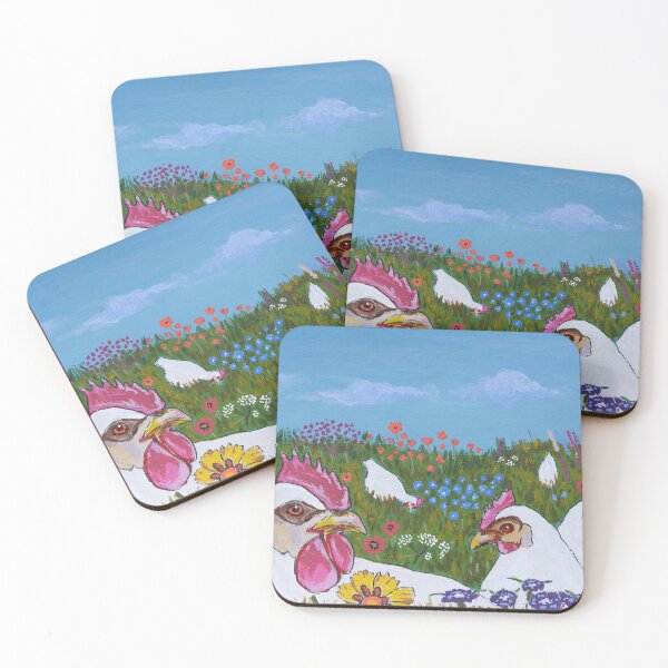 Item preview, Chickens in flowers in nature designed and sold by Jes Roger Petersen.
