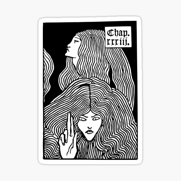 Item preview, Beardsley Art Nouveau - Two Women with Long Hair Black designed and sold by UbeInk.
