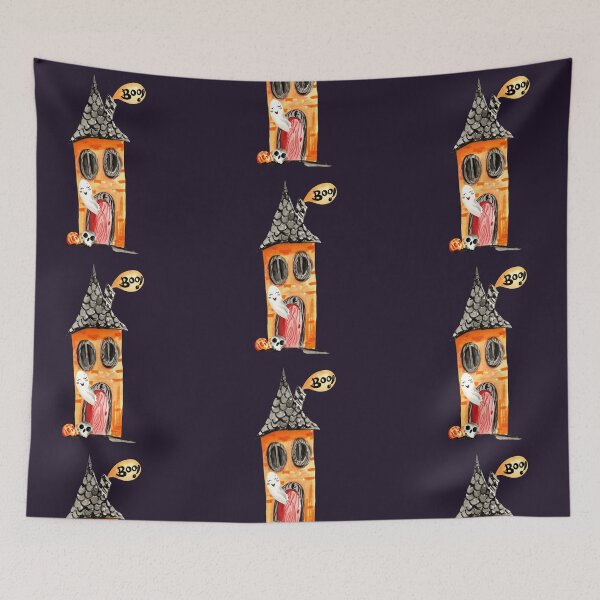Item preview, BOO! halloween haunted house and cute ghost designed and sold by pinkyfish1010.