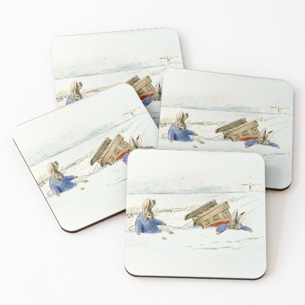 Aperçu de l'œuvre Les lapins en luge font une chute - Noël de Beatrix Potter créée et vendue par forgottenbeauty.