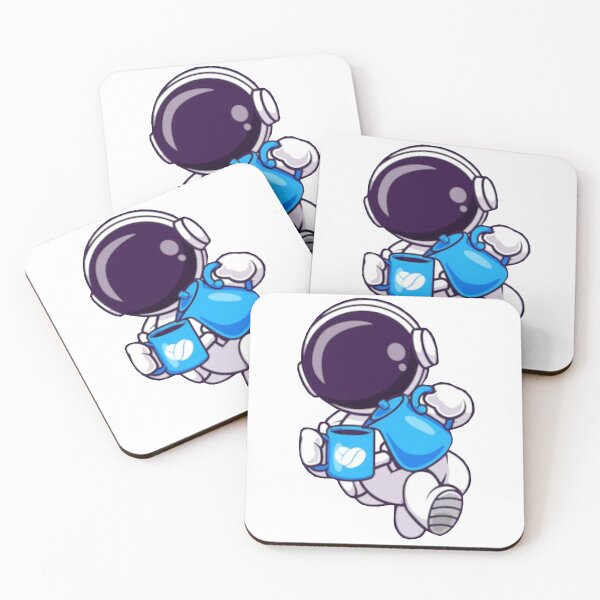 Item preview, Cute astronaut drinking coffee in space cartoon art designed and sold by BEAUTY ⭐⭐⭐⭐⭐.
