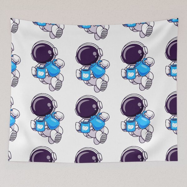 Item preview, Cute astronaut drinking coffee in space cartoon art designed and sold by BEAUTY ⭐⭐⭐⭐⭐.