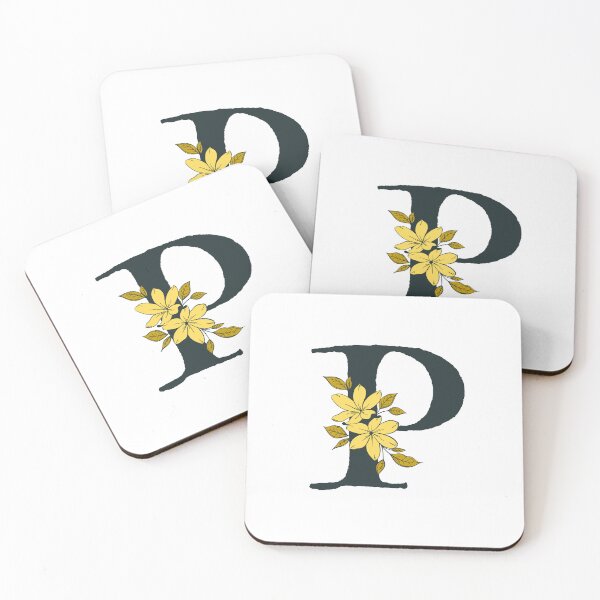 Item preview, Yellow floral P monogram designed and sold by Coffee Lifestyle.