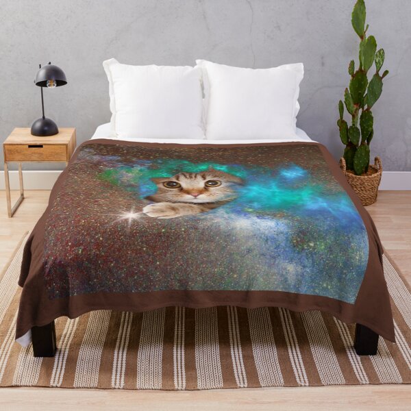 Item preview, Kitty in Space.. A fantasy design of a cosmic cat playing with a star in the solar system designed and sold by Wonder & Whimsy.