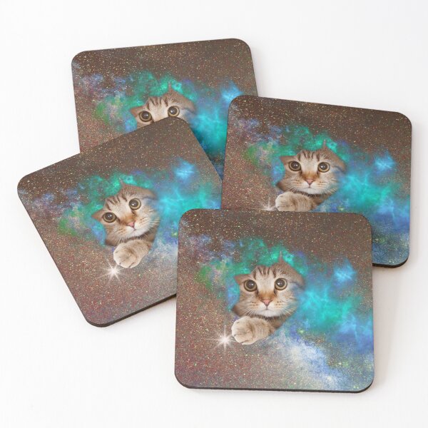 Item preview, Kitty in Space.. A fantasy design of a cosmic cat playing with a star in the solar system designed and sold by Wonder & Whimsy.