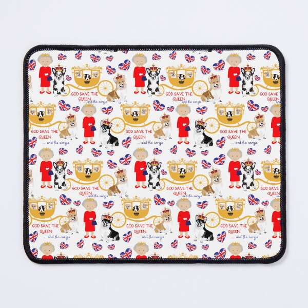 Aperçu de l'œuvre Copie de son altesse la reine elizabeth de l'empire britannique avec le corgis royal - god save the queen - motif corgi - motif reine elizabeth blanc créée et vendue par Corgiworld.