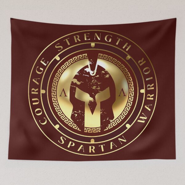 Item preview, Strength of a Spartan Helmet Maroon Gold designed and sold by Yiorgos Designs.